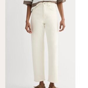 Everlane Womens Super Soft Organic Cotton Blend Cream Straight Leg Pants - 6